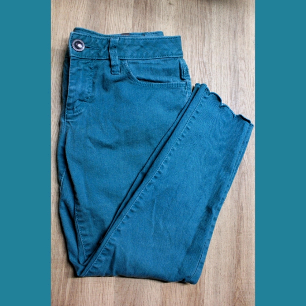 LC LAUREN CONRAD~ Green ankle crop jeans (4)